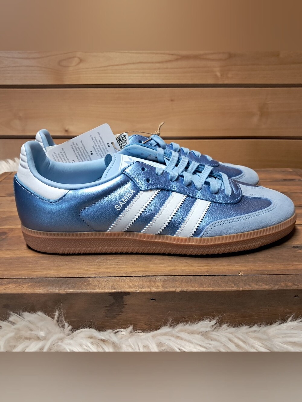 Title: Adidas Samba OG Metallic Clear Sky Light Blue White Gum Sneakers - NWT - Picture 9 of 9